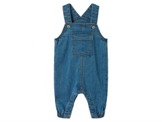 Blå denim smækbukser med hvide striber og trykknapper 13240579 medium blue denim